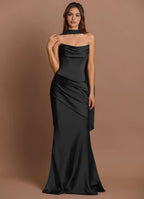Striking Mermaid Sweetheart Halter Drape Lace Up Back Floor Length For Ladies Prom Dress
