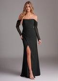 Striking Mermaid Sweetheart Off the Shoulder Sheer Sleeve Cut Out Back Floor Length For Sale Prom Dress