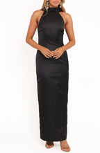 Striking Sheath High Neck Sleeveless Draped Back Floor Length Evening Dress