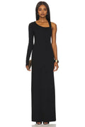 Striking Sheath One Shoulder Long Sleeve Cutout Back FloorLength Evening Dress