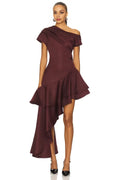 Striking Sheath One Shoulder Short Sleeve Zipper Back High Low Evening Dress
