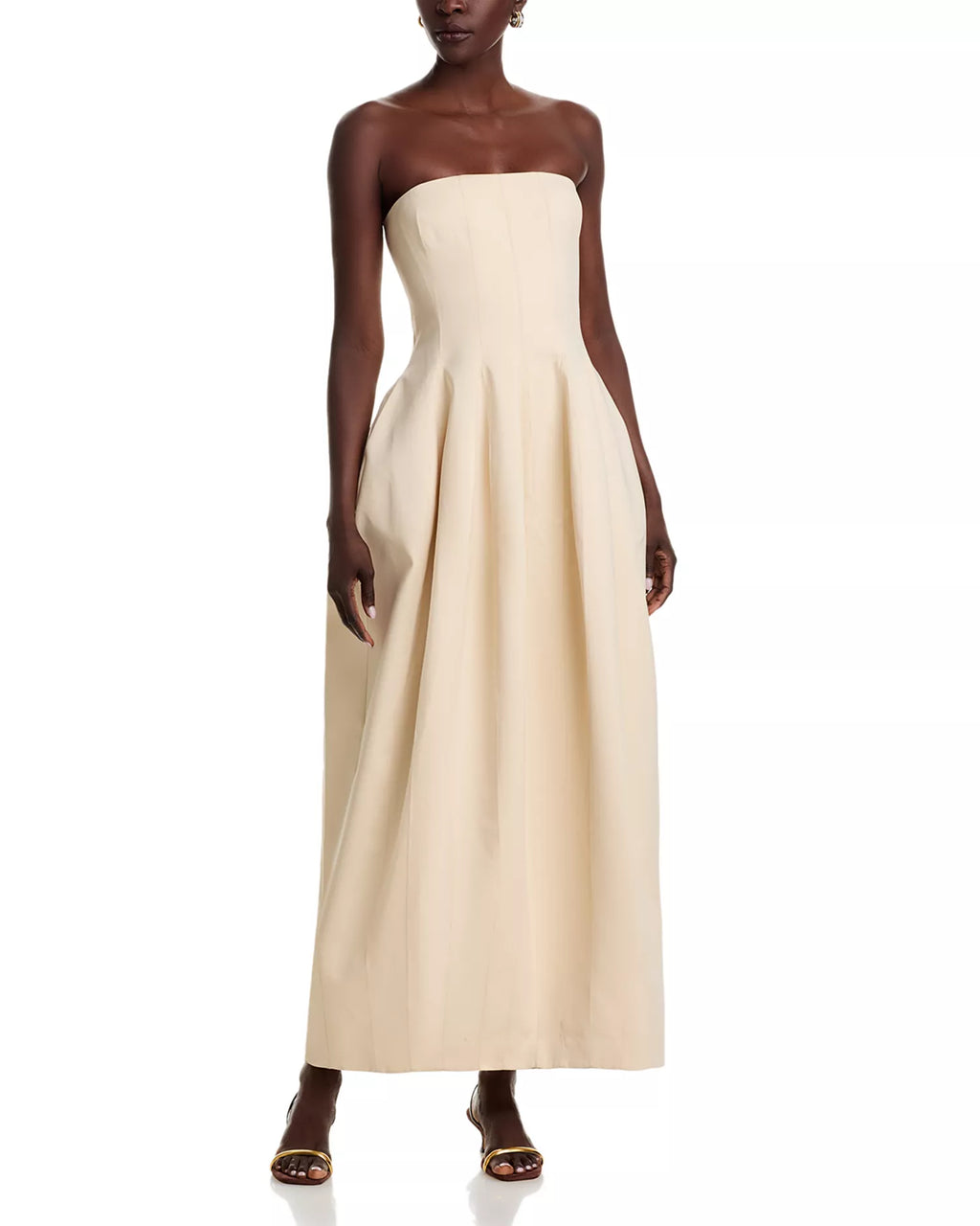Structured Ballgown Strapless Sleeveless Zipper Back Midi Length For Sale Prom Dress