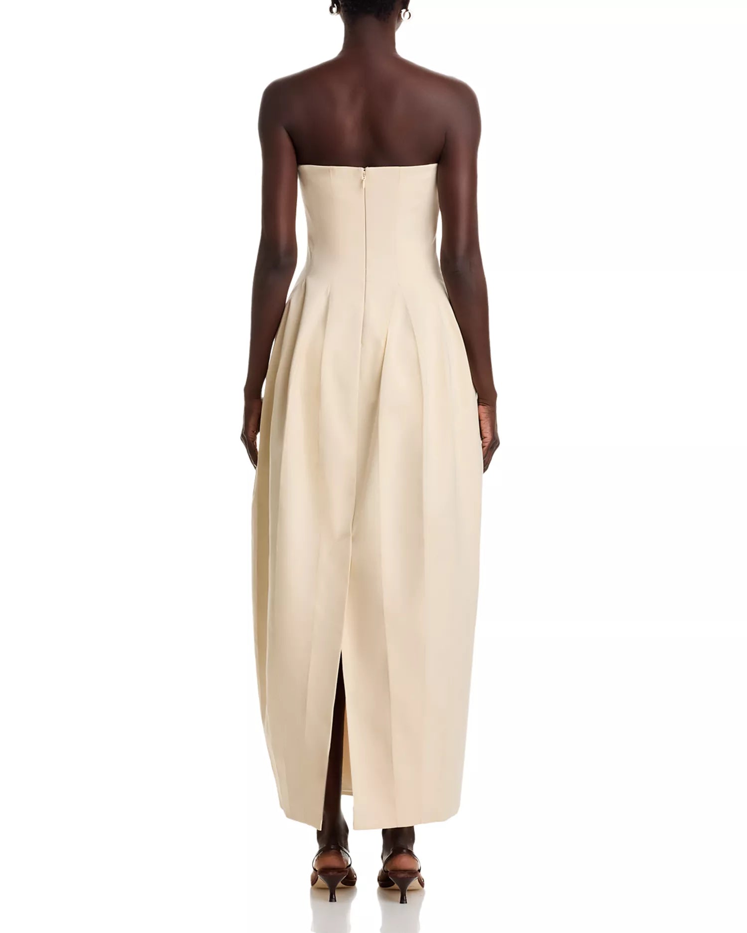 Structured Ballgown Strapless Sleeveless Zipper Back Midi Length For Sale Prom Dress
