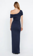 Structured Sheath One Shoulder Short Sleeve Open Back Floor Length For Women Prom Dress