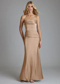 Structured Satin Bridesmaid Dress with Strapless Neck, Ruched Waist and Mermaid Silhouette