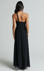 Stunning A Line One Shoulder Sleeveless Open Back Floor Length Plus Size Evening Dress
