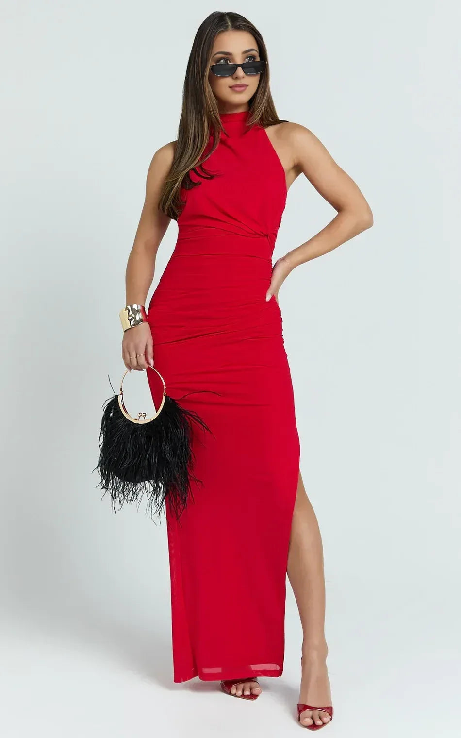 Stunning Bodycon Halter Sleeveless Open Back Maxi Plus Size Evening Dress