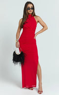 Stunning Bodycon Halter Sleeveless Open Back Maxi Plus Size Evening Dress