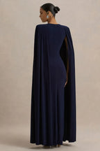 Stunning Mermaid Crew Neck Cape Sleeve Zipper Back Floor Length Evening Dress