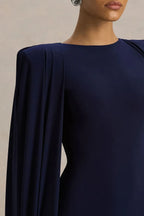 Stunning Mermaid Crew Neck Cape Sleeve Zipper Back Floor Length Evening Dress