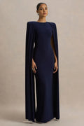 Stunning Mermaid Crew Neck Cape Sleeve Zipper Back Floor Length Evening Dress