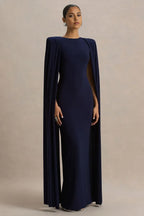 Stunning Mermaid Crew Neck Cape Sleeve Zipper Back Floor Length Evening Dress