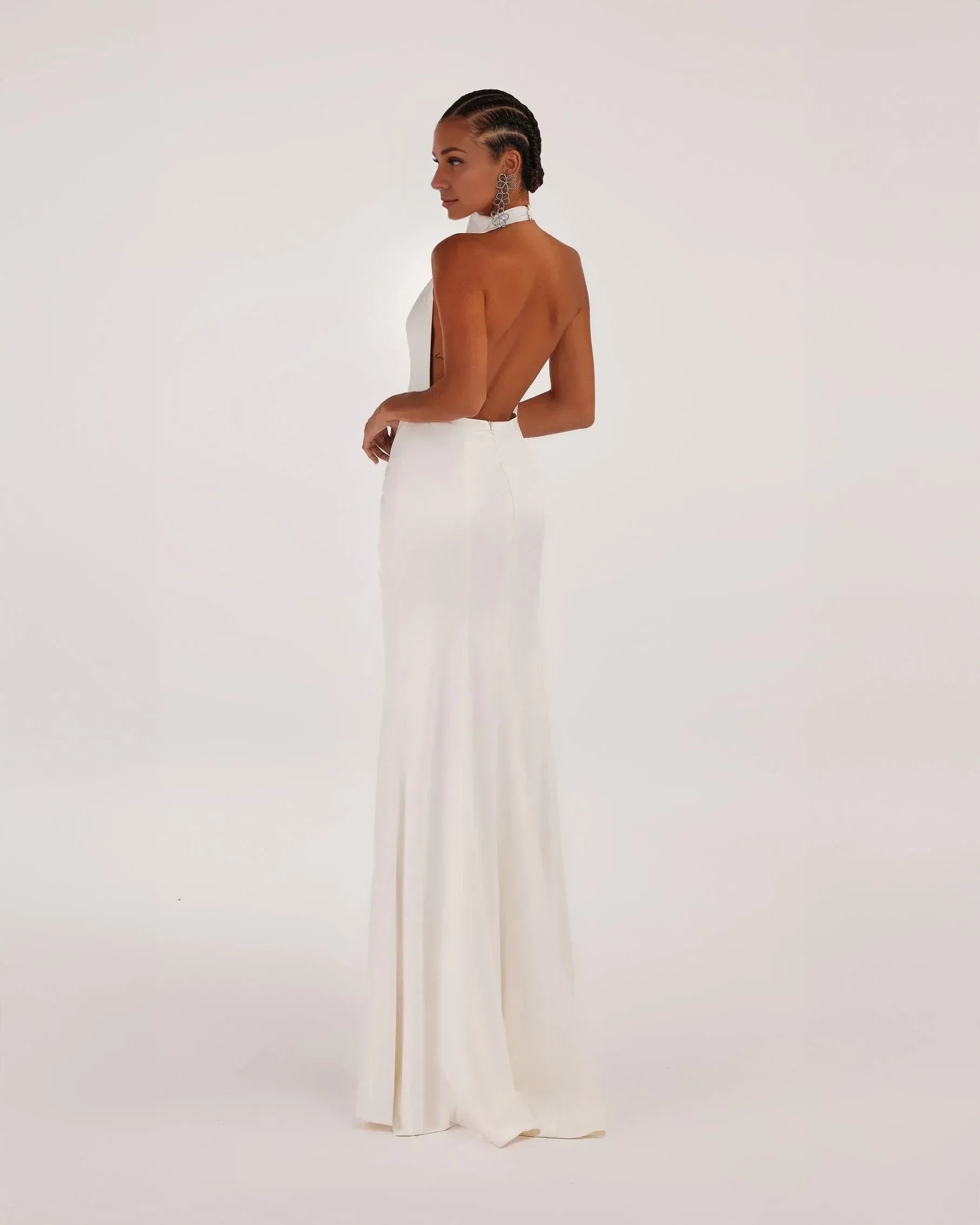 Stunning Mermaid Halter Neck Sleeveless Open Back Floor Length Evening Dress