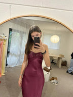 Mermaid Spaghetti Strap Lace-Up Back Beaded Bustier Floor-Length Evening Gown