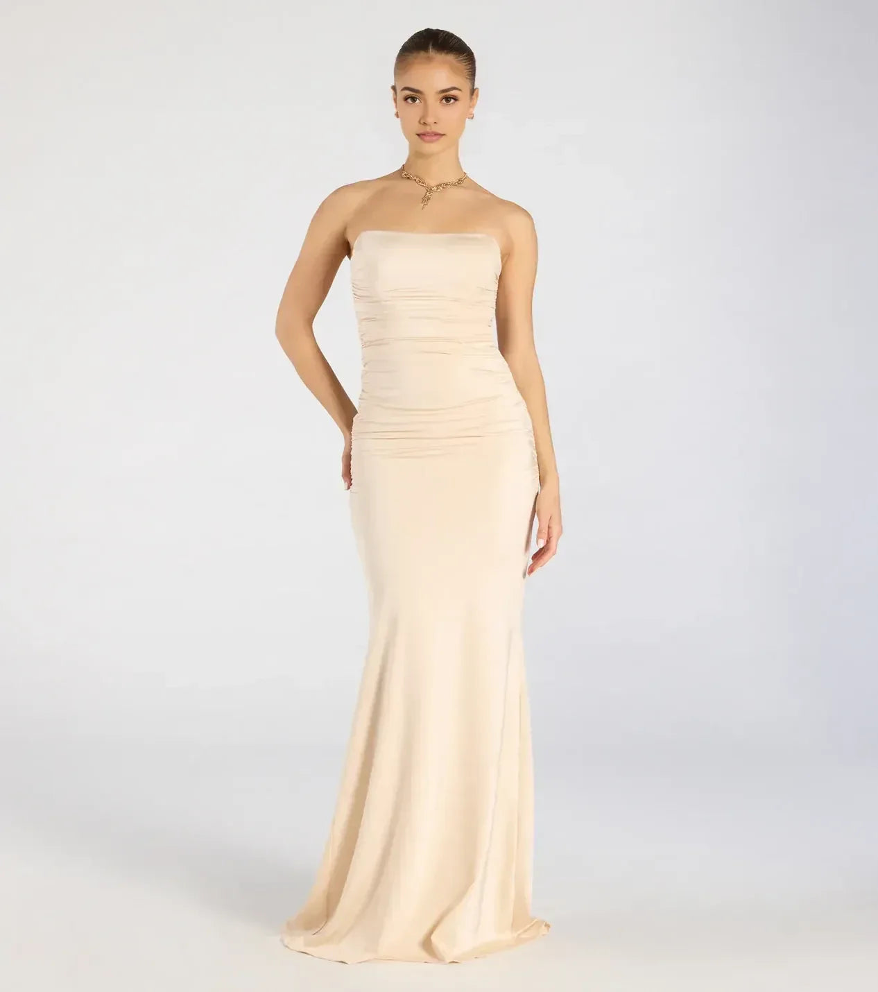 Stunning Mermaid Strapless Sleeveless Lace Up Back Floor Length Prom Dress