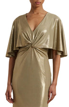 Stunning Mermaid V Neck Cape Sleeve Zipper Back Floor Length Evening Dress