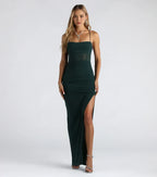 Stunning Sheath Cowl Neck Spaghetti Strap Crisscross Back Floor Length Prom Dress