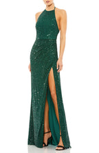 Stunning Sheath Halter Neck Sleeveless Open Back Floor Length Evening Dress