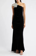 Stunning Sheath One Shoulder Sleeveless Open Back Floor Length Evening Dress