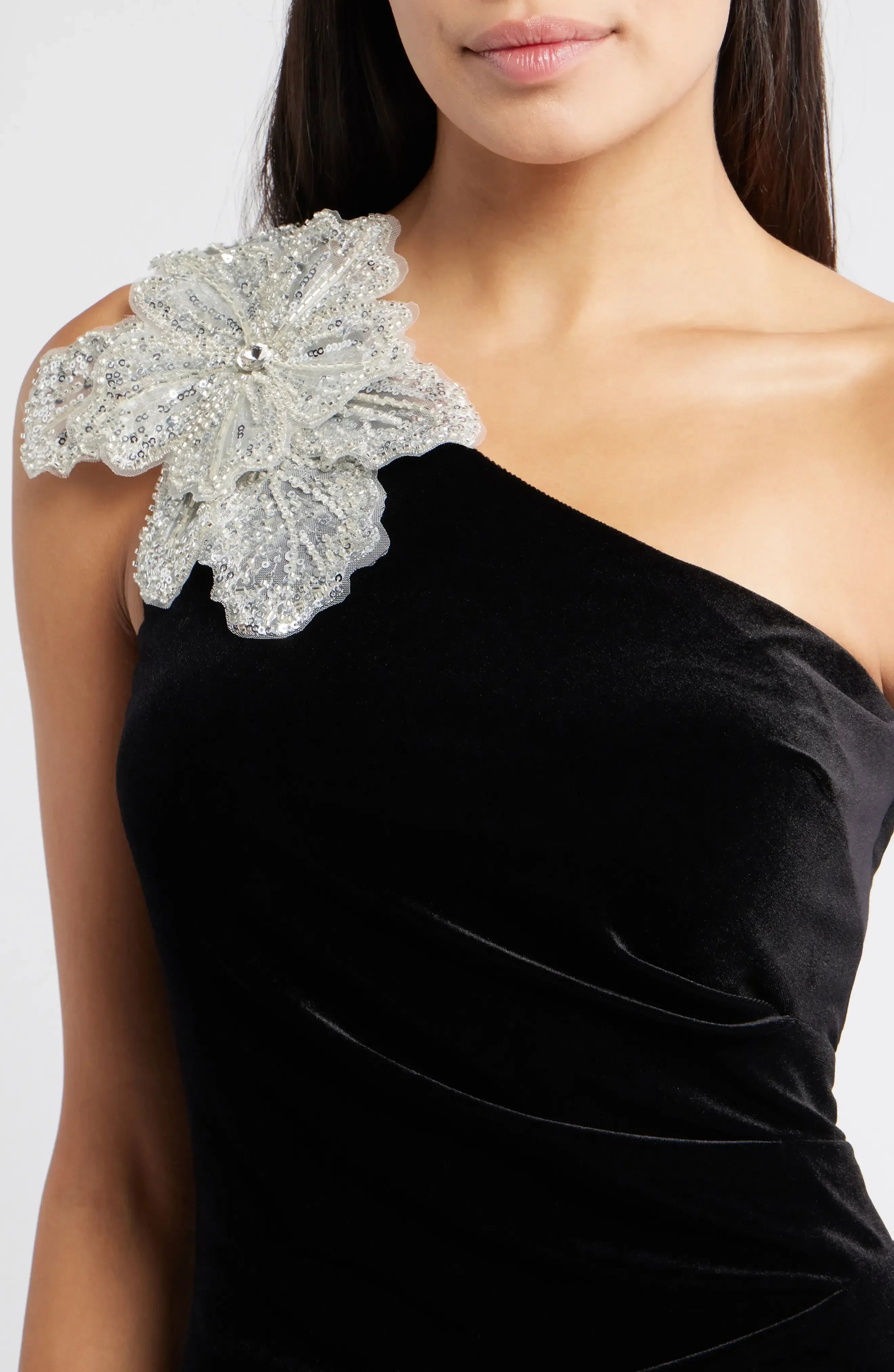 Stunning Sheath One Shoulder Sleeveless Open Back Floor Length Evening Dress