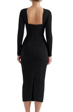Stunning Sheath Sweetheart Neck Long Sleeve Open Back Midi Length Evening Dress