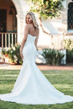 Stunning Trumpet Strapless Sleeveless Button Back Floor Length Wedding Dress