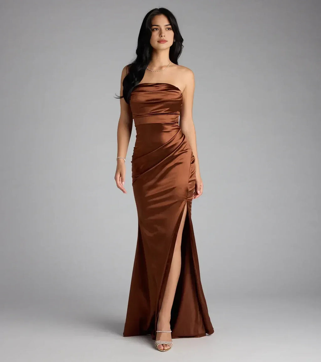 Stunning Trumpet Strapless Sleeveless Open Back Floor Length Prom Dress
