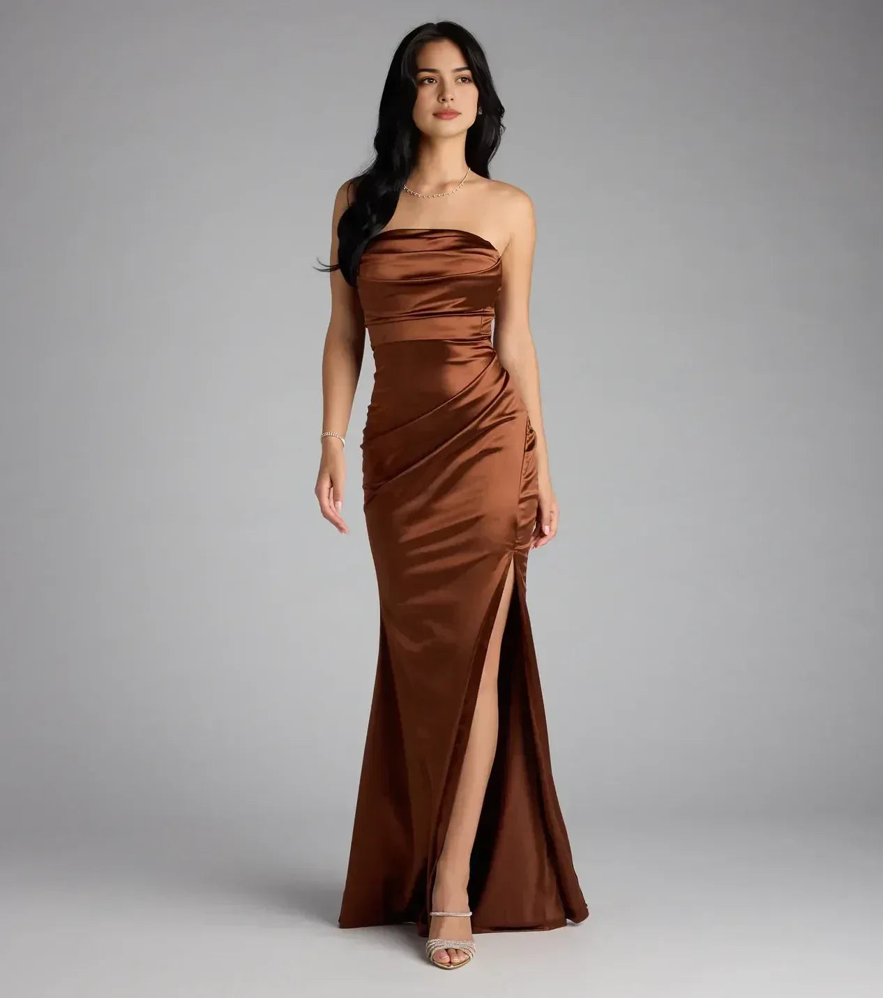Stunning Trumpet Strapless Sleeveless Open Back Floor Length Prom Dress