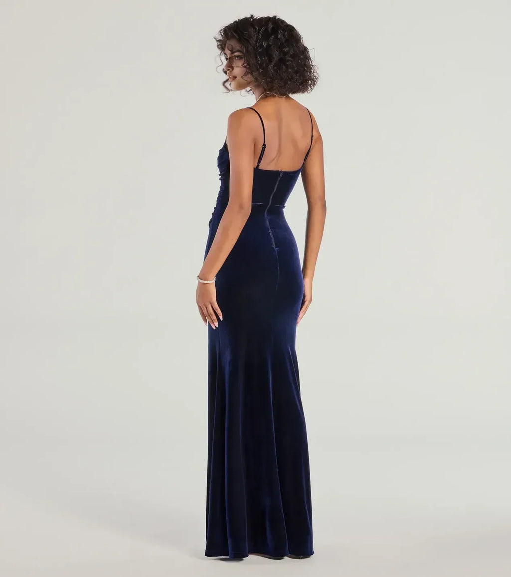 Stunning Trumpet Sweetheart Neck Spaghetti Strap Open Back Floor Length Prom Dress