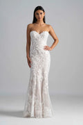 Stunning Trumpet Sweetheart Neckline Sleeveless Lace Back Floor Length Wedding Dress