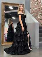 Corset Bodice Sleeveless A-Line Tiered Long Prom Dress