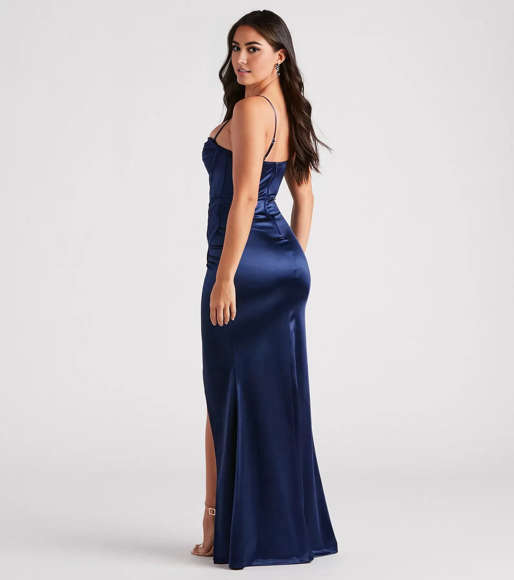 Fitted Spaghetti Straps Sleeveless Floor-Length Prom Dress