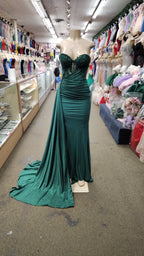 Stunning Mermaid Strapless Corset Prom Dress With Beaded Appliques For Prom Night In Dark Green