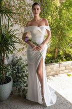 Sheath/Column Off the Shoulder Sleeveless Floor-Length Wedding Dress