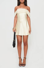 Stylish A Line Off Shoulder Tie Sleeve Bow Back Short Homecoming Dress