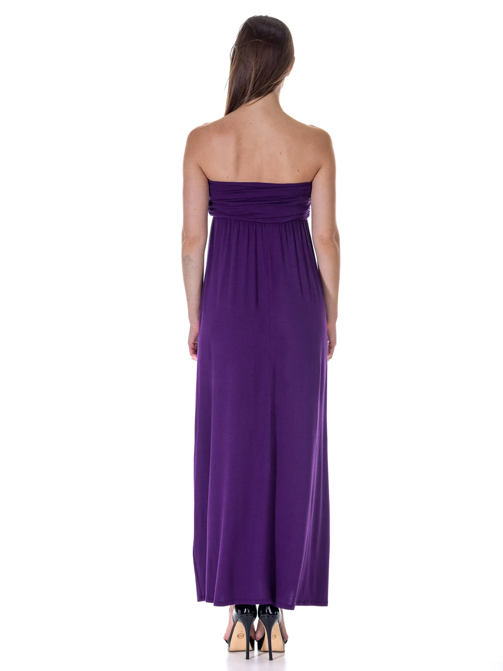Stylish A Line Strapless Sleeveless Elastic Back Floor Length Evening Dress