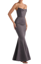 Stylish Mermaid Cowl Neck Sleeveless Zipper Back Floor Length Evening Dress