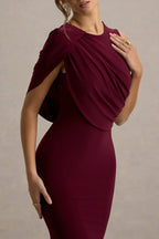 Stylish Mermaid Crew Neck Draped Shoulder Open Back Floor Length Evening Dress