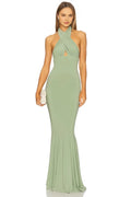Stylish Mermaid Crisscross Halter Neck Sleeveless Open Back Floor Length Evening Dress