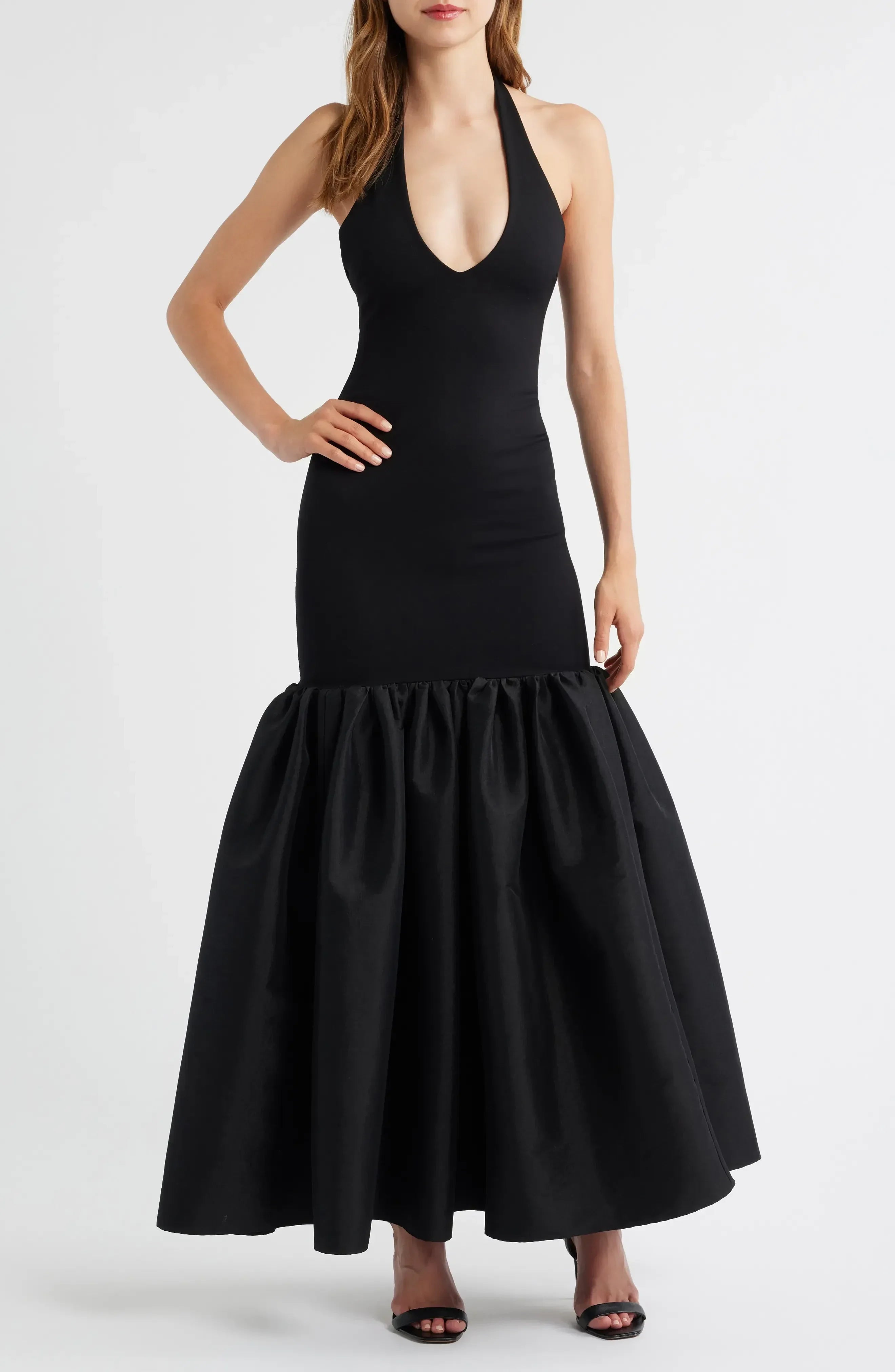 Stylish Mermaid Halter Neck Sleeveless Open Back Floor Length Evening Dress