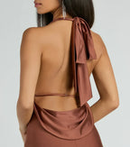 Stylish Mermaid Halter Neck Sleeveless Tie Back Floor Length Prom Dress