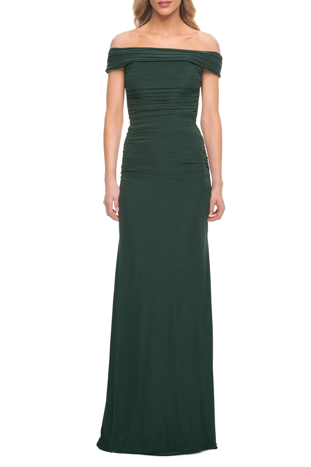 Stylish Mermaid Off Shoulder Short Sleeve Ruched Back Floor Length Evening Dress