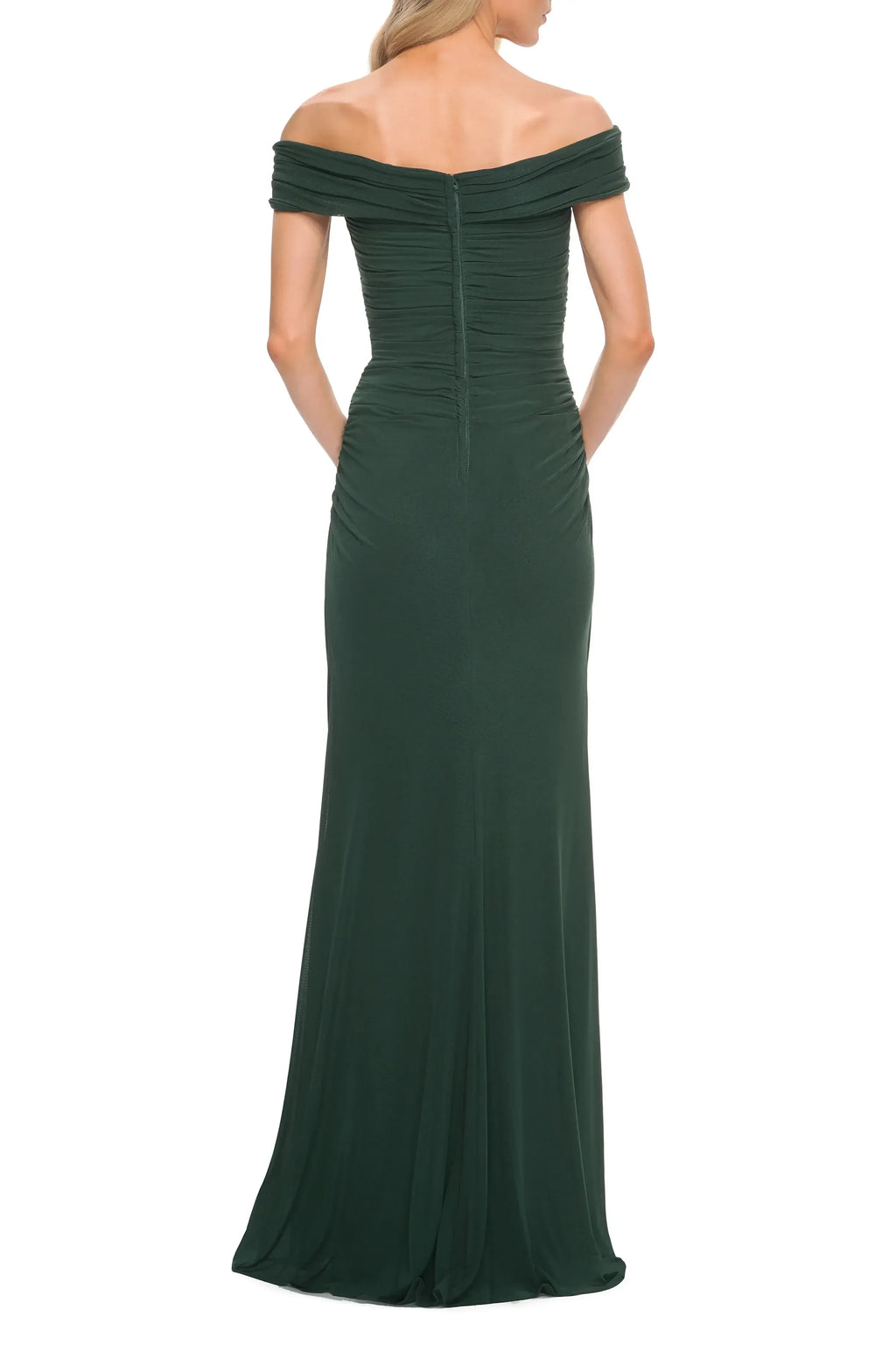 Stylish Mermaid Off Shoulder Short Sleeve Ruched Back Floor Length Evening Dress