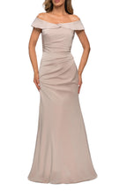 Stylish Mermaid Off Shoulder Short Sleeve Zipper Back Floor Length Evening Dress