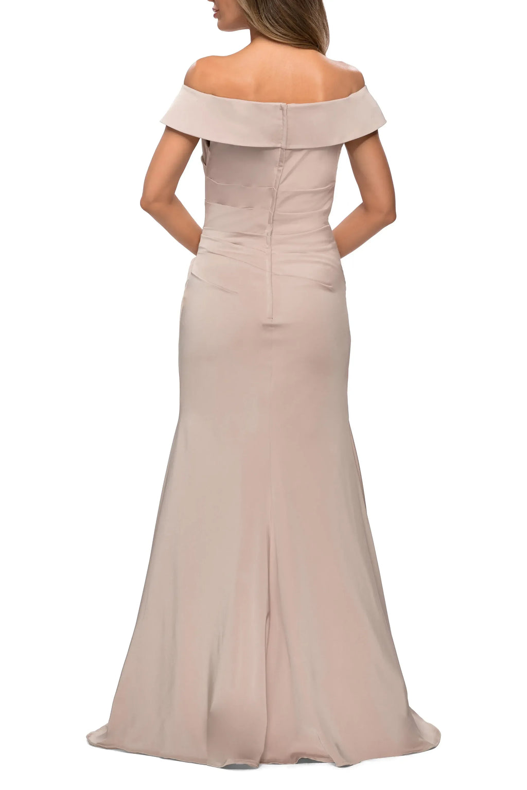 Stylish Mermaid Off Shoulder Short Sleeve Zipper Back Floor Length Evening Dress
