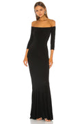 Stylish Mermaid Off Shoulder Three Quarter Sleeve Floor Length Evening Dress