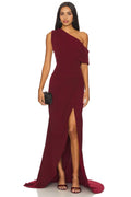 Stylish Mermaid One Shoulder Draped Sleeve Zipper Back Floor Length Evening Dress