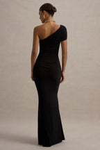 Stylish Mermaid One Shoulder Ruched Back Floor Length Evening Dress