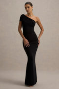 Stylish Mermaid One Shoulder Ruched Back Floor Length Evening Dress