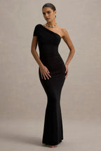 Stylish Mermaid One Shoulder Ruched Back Floor Length Evening Dress
